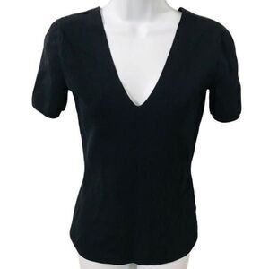 Reiss dark blue deep V neck short sleeve blouse  size XS. A351